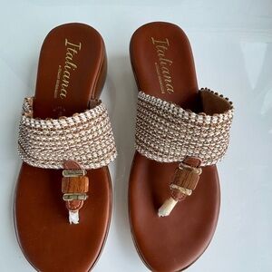 Italian Shoemakers Tan and Brown Sandals